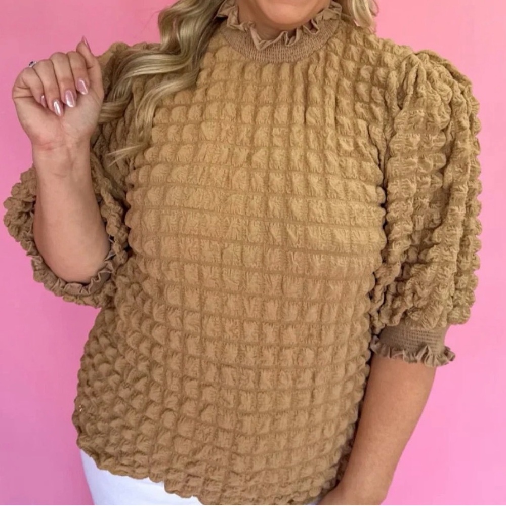Simply Southern Bubble Top Brown Size XXL NWT